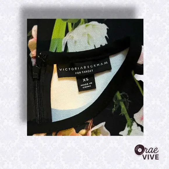 Victoria Beckham for Target Black Floral Sleeveless Cocktail Dress XS - Picture 5 of 5